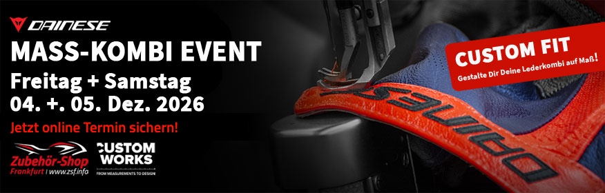Dainese Custom Work Days am 04. und 05. Dezember 2026 bei ZSF Frankfurt: Maßlederkombi nach Maß, Termin online sichern